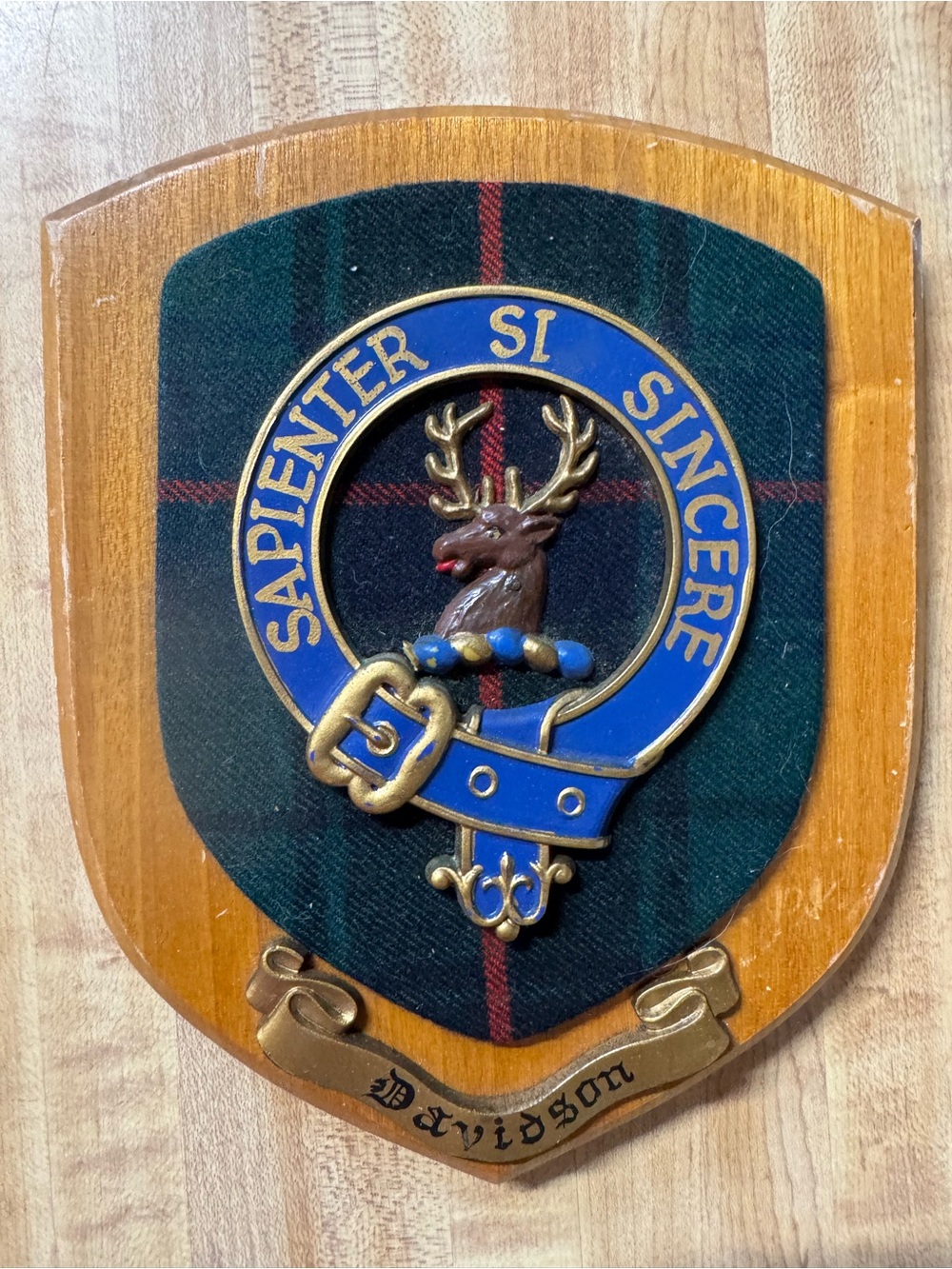 Davidson Scottish Crest Plaque with Stag and Blue Belt
